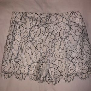 ZARA Black and White Floral Lace Shorts